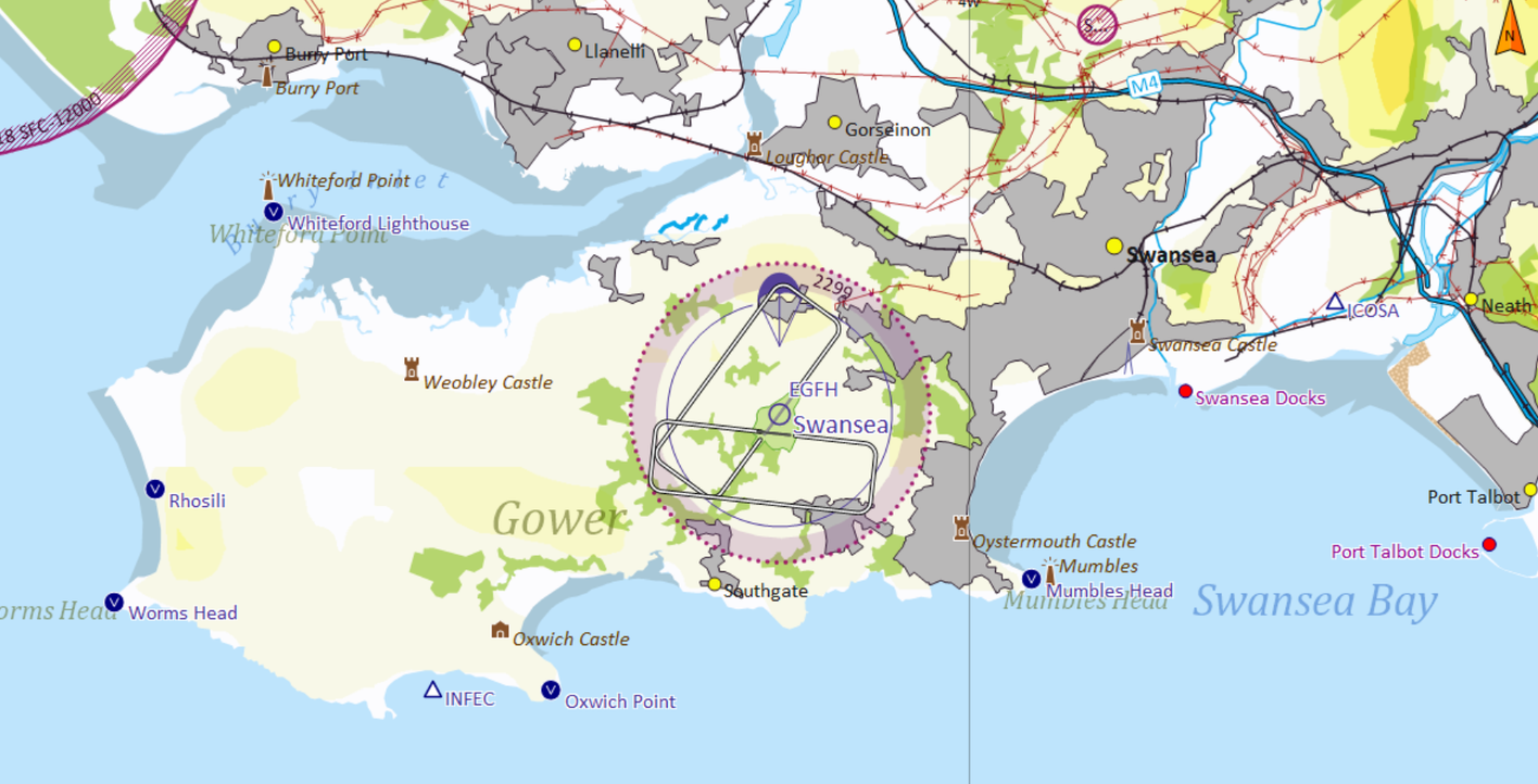 Swansea Airport procedures map